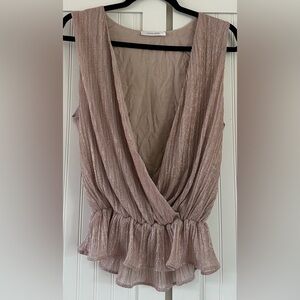 Anine Bing Draped Top Metallic Rose size large
